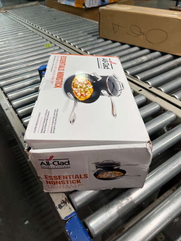 Photo 1 of All-Clad Essentials Nonstick Hard Anodized Fry & Sauce Pan with lid, 8.5 inch & 2.5 quart, Black 8.5-Inch / 2.5-Quart