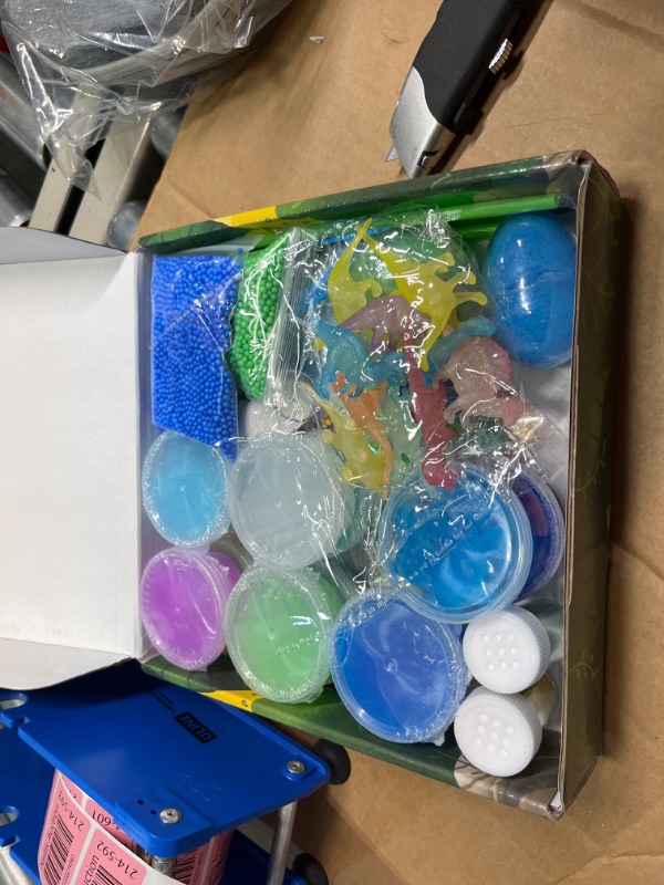 Photo 1 of Dinosaur Slime Kit for Boys & Girls - 12 Colorful Premade Slime, 12 Glow in The Dark Dinosaur Toys, 2 Glow in The Dark Mixing Powder, 4 Glitter Powder, Ultimate DIY Crystal Slime Kit Gift for Boys