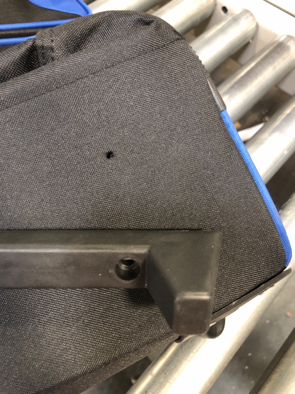 Photo 1 of 22" Fila Lightweight Rolling Duffel Bag - Blue
*** Stand on the bottom of the bag is missing fastener, shown in last photo*** 
