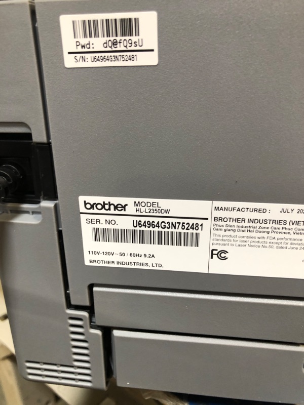 Photo 5 of Brother Hl-l2350dw Wireless Duplex Monochrome Compact Laser Printer
***Used, but in fair condition and functional*** 