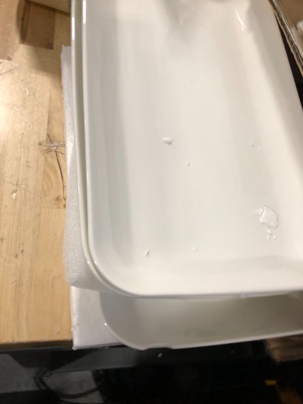 Photo 1 of **ONE PLATE IS CHIPPED**DELLING Large Serving Platter Set 14 inch Widened Large Serving Tray, White Rectangular Plates, Large Serving Platters for Entertaining, Serving Trays for Party, Oven Safe Dinnerware, Set of 3