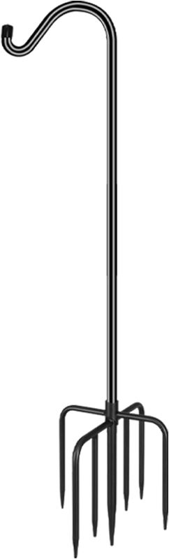 Photo 1 of  Adjustable Outdoor Shepherds Hook Bird Feeder Pole with 5 Prongs Base, Tall Heavy Duty Shepard Hook Stand for Hanging Bird Feeders, Plant Baskets, Black (1 Pack)
***stock photo shows a similar item, not exact*** 
