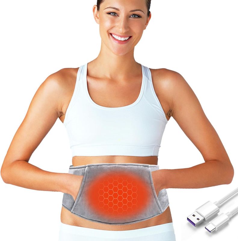 Photo 1 of  USB Heating Pad for Back Pain Relief, Portable Menstrual Heating Pad with Waist Belt for Stomach Back Pain Neck Shoulders Leg Cramps with 8 Hours Auto Shut Off Gift for Lover