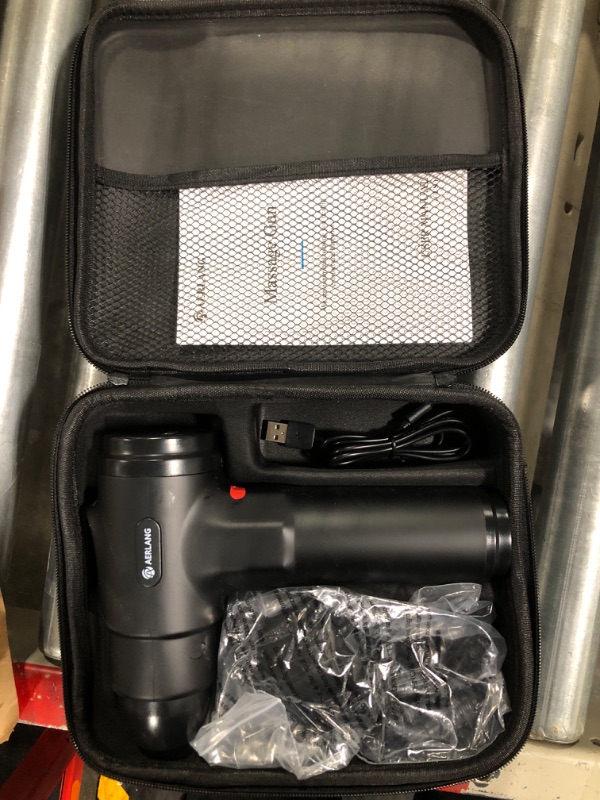 Photo 1 of AERLANG Massage Gun, Deep Tissue Massager, Portable Muscle Massage Gun for Back Neck Muscle Relieve, Quiet Brushless Motor 20 Variable Speeds Digital Display 6 Massage Heads and Carrying Case Black