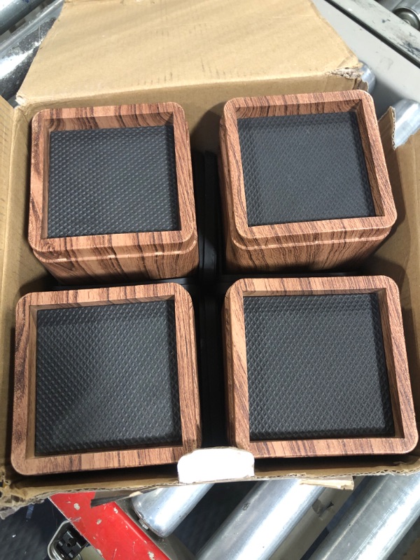 Photo 1 of Stahala Bed Risers (Set of 8) Lifts Height 1",2",3" or 4",Solid Natural Wood Furniture Heavy Duty Leg Risers Lifts for Sofas Table Desk Chair Couches with Non-Slip Rubber Pad & Non-Slip Recessed Hole Brown