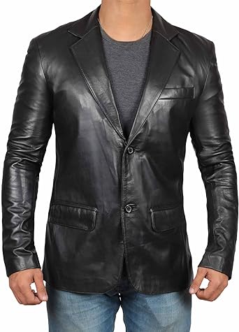 Photo 1 of Brown Leather Jacket Men - Black Real Lambskin Mens Leather Jacket  large