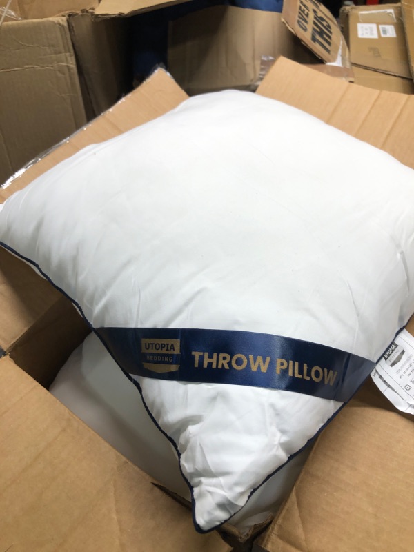 Photo 2 of ***4 IN THE BOX***Utopia Bedding Throw Pillows Insert (Pack of 2, White) - 18 x 18 Inches Bed and Couch Pillows - Indoor Decorative Pillows 18x18 Inch (Pack of 2) White