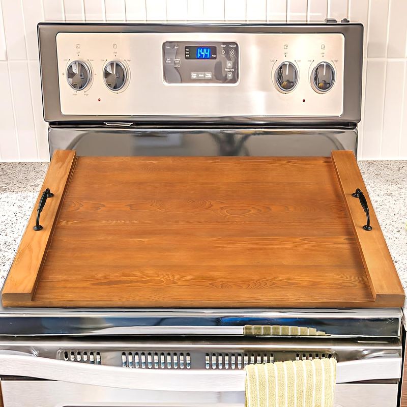 Photo 1 of ***MISSING HANDLES***Calmbee Noodle Board Stove Cover - Wood Stove Top Cover Wooden Stovetop Cover Stove Burner Cover Stove Covers for Gas Stove Top and Electric Stove Top
