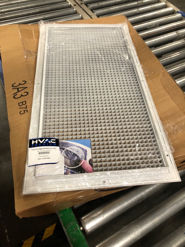 Photo 3 of 14" x 28" or 28" x 14" Cube Core Eggcrate Return Air Grille - Aluminum Rust Proof - HVAC Vent Duct Cover - White [Outer Dimensions: 15.75 x 29.75] 14 x 28 Return Grille