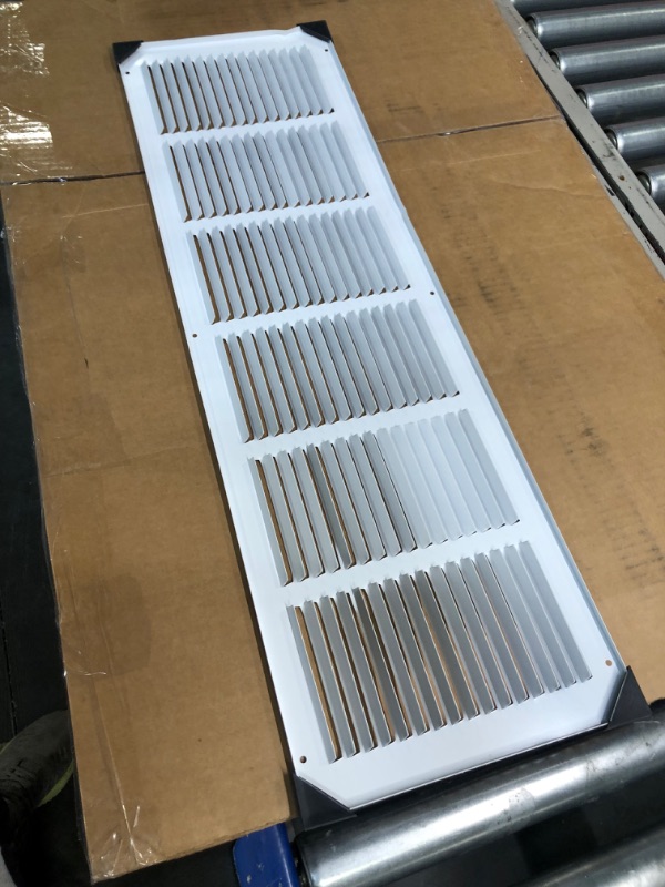 Photo 2 of 30"w X 6"h Steel Return Air Grilles - Sidewall and Ceiling - HVAC Duct Cover - White [Outer Dimensions: 31.75"w X 7.75"h]
