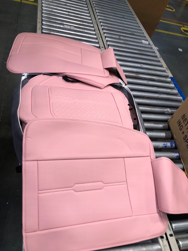Photo 1 of NS YOLO Full Coverage Faux Leather Car Seat Covers Universal Fit for Cars,SUVs and Pick-up Trucks with Waterproof Leatherette in Auto Interior Accessories Pink Full Set