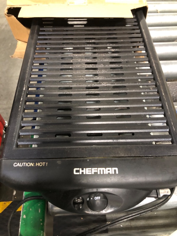 Photo 2 of ***VERY USED***Chefman Electric Smokeless Indoor Grill w/Non-Stick Cooking Surface & Adjustable Temperature Knob from Warm to Sear for Customized BBQing, Dishwasher Safe Removable Water Tray, Black