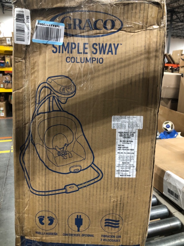 Photo 2 of **FOR PARTS**Graco Simple Sway Abbington Baby Swing