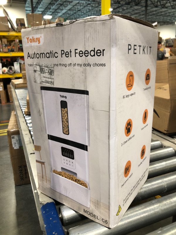 Photo 3 of ***SEALED BOX***Automatic Dog Feeder Easy Setup - 8L/33 Cups Large Capacity Cat Food Dispenser Battery Operated with 180-Day Life - Timed Pet Feeder with Record 20s Voice - Dry Food Feeder with Portion Control Yakry