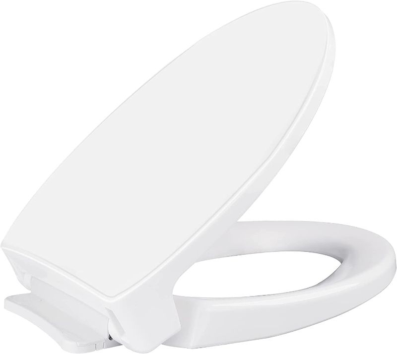 Photo 1 of Hygie Rinse Elongated Toilet Seat Replacement Compatible with TOTO SS114/SS113/SS154/SS224/SS204, Soft Close Oval Toilet Seat Parts with 2-pack Toilet Bolts and Nuts, Cotton White 