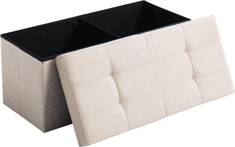 Photo 1 of ***TOP ONLY*** 

NISUNS OT03 30 Inch Linen Fabric Foldable Storage Bench Ottoman, Beige 30'' Linen Beige