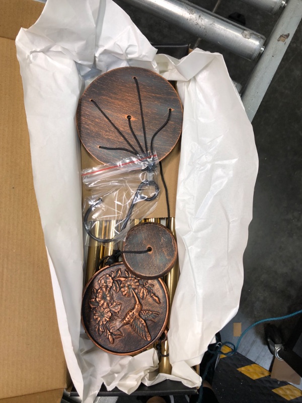 Photo 1 of 32" Large Wind Chimes, Present, Hummingbird Sympathy Wind Chimes for Outside Deep Tone, Memorial Gifts for The Loved one, Mom Dad Grandparent, Christmas Decoration Backyard (Black) Hummingbird Style Black