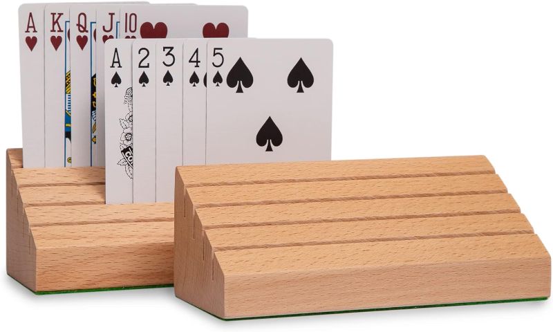 Photo 1 of Black long Di fang Standard size solid beech playing card holder/holder-2 piece set-card storage