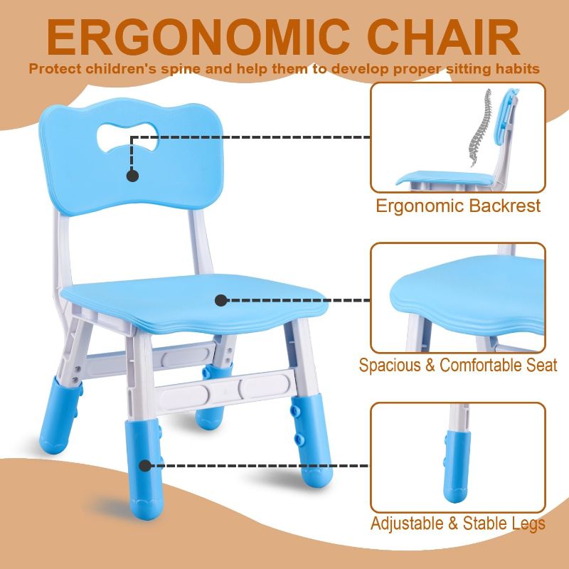 Photo 1 of E-Solem Adjustable Chair for Kids 3 Level Height, Durable Chair for Kid Indoor or Outdoor Use for Ages 2-6, Toddler Desk Chair for Boys and Girls for Daycare, Classroom, Home 
