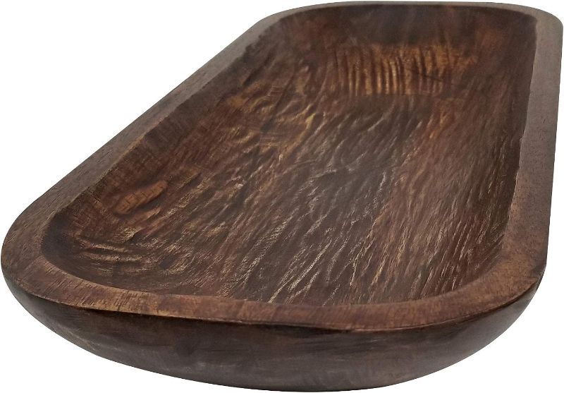 Photo 1 of *** Similar Product *** Wooden Dough Bowl Antique Walnut Reddish Brown Vintage, Long Dough Bowl Large, centerpiece Wood bowl L19 X W8 X H3 inch