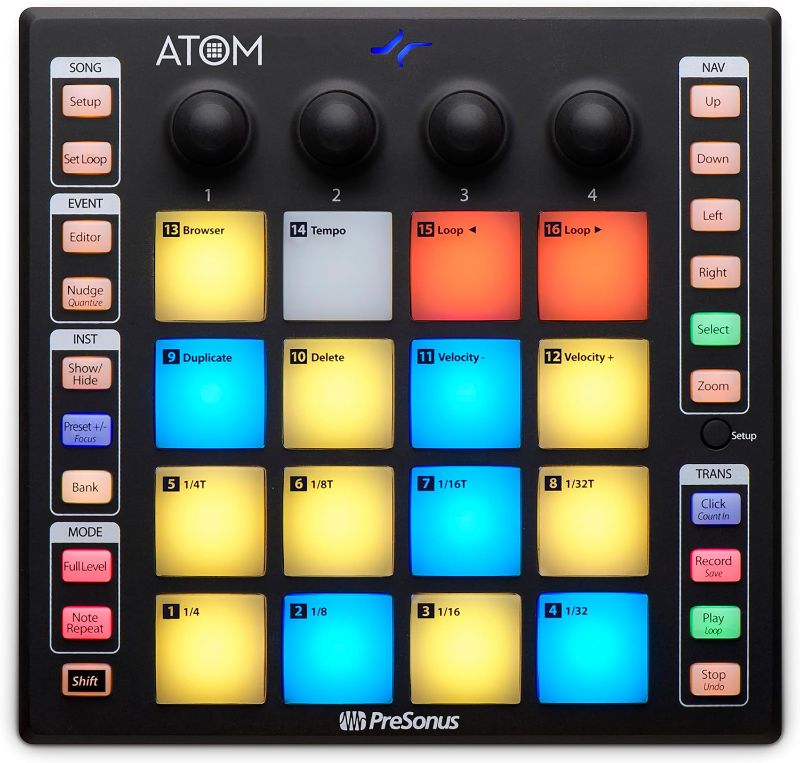 Photo 1 of PreSonus ATOM Production & Performance Midi Pad Controller with Studio One Artist and Ableton Live Lite Recording Software