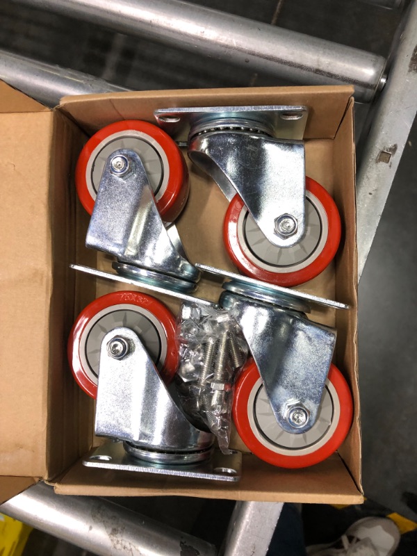 Photo 2 of 3 inch Heavy Duty Casters Capacity 1000lbs Bearing Caster Wheels Without Brake Swivel Casters for Furniture and Workbench Set of 4