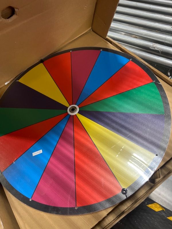 Photo 1 of 24 Inch Dual Use Spinning Prize Wheel 14 Slots Color Tabletop and Floor Roulette Wheel of Fortune, Spin The Wheel with Dry Erase Marker and Eraser Win The Fortune Spinner Game for Carnival Trade Show 24 Inch Adjustable Heavy Duty Prize Wheel