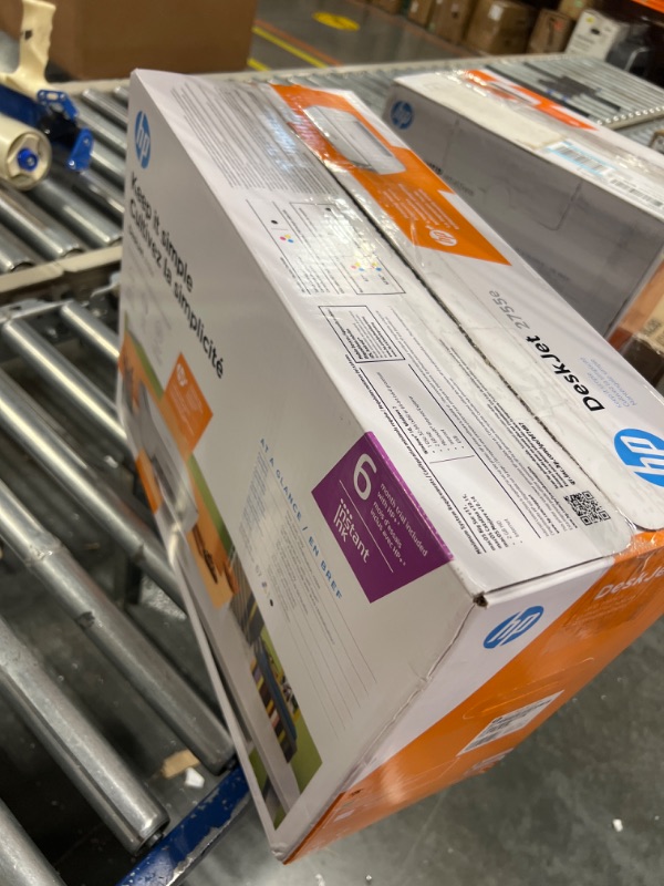 Photo 1 of HP DeskJet 2755e Wireless Color All-in-One Printer with bonus 6 months Instant Ink (26K67A), white