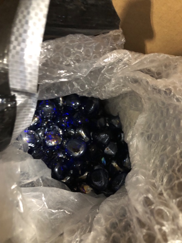 Photo 4 of GRISUN Cobalt Blue Fire Glass Diamonds for Fire Pit, 1 Inch High Luster Reflective Tempered Glass Rocks for Natural or Propane Fireplace, Safe for Outdoors and Indoors Firepit Glass, 20 Pounds 20.0 Pounds Cobalt Blue