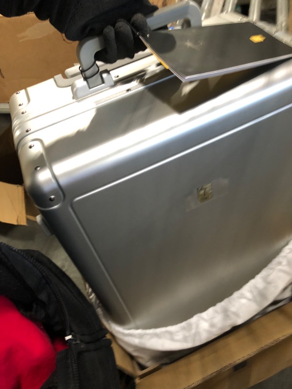 Photo 1 of LEVEL8 Gibraltar Carry On Luggage, 20" Aluminum Luggage Hardside Suitcase, Zipperless Luggage with TSA Lock and Spinner Wheels - Silver
