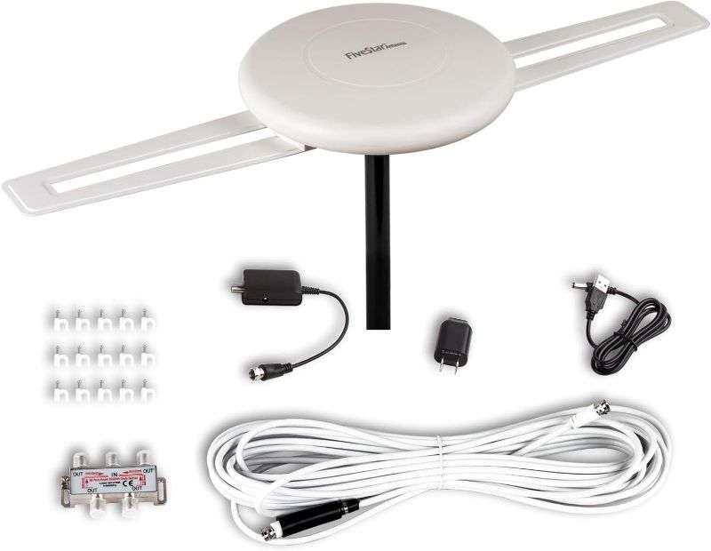 Photo 1 of Five Star HDTV Antenna 360° Omni-Directional Reception Amplified Outdoor TV Antenna 150 Miles Long Range for Indoor/Outdoor,RV,Attic Support 4K 1080P UHF VHF 4TVs Installation Kit
