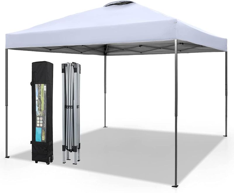 Photo 1 of  
10x10 Outdoor Pop Up Canopy Tent,Easy Set-up Straight Leg Folding Instant Shelter for Beach,Party and Camping, 100 Sq. Ft of Shade