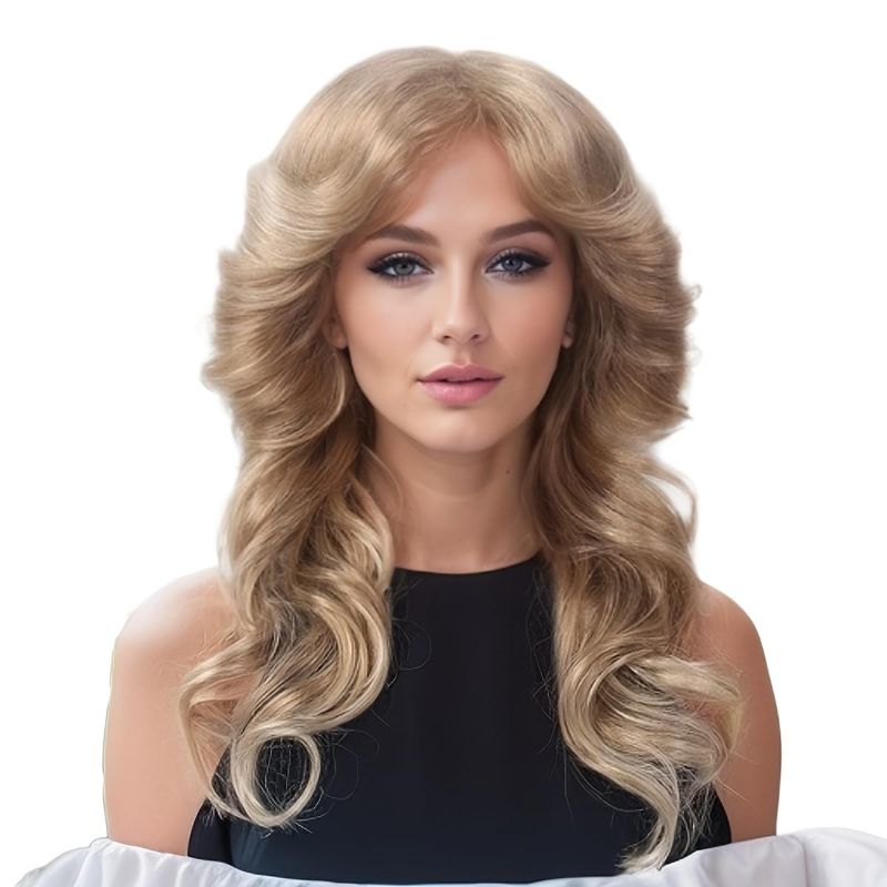 Photo 1 of Blonde 70s Disco Wig Farrah Fawcett Wigs for Women Lady Natural Synthetic Full Wigs Vintage Cosplay Costume Hair Wig