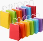 Photo 1 of  Kraft Paper Rainbow Party Favor Bags with Handle Assorted Colors (Rainbow)