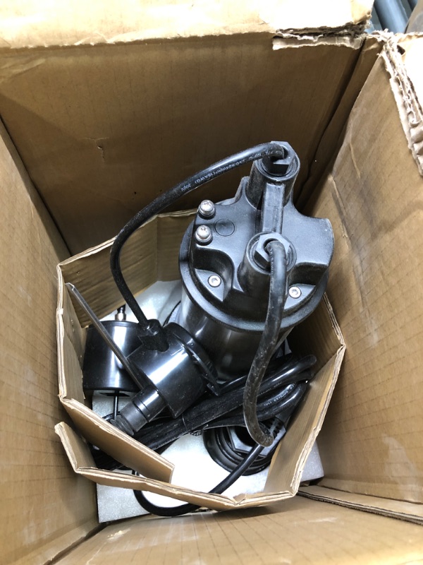 Photo 1 of 1/2 HP Sewage Pump, Steel Submersible Sump Pump, 1-1/2" NPT Discharge With 10 ft Cord, Automatic Float Switch with Piggy-back Plug, for Indoor&Outdoor Water Drain