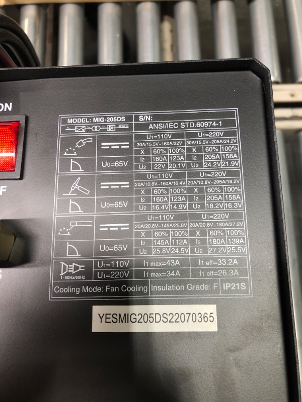 Photo 6 of Yeswelder Digital MIG-205DS MIG Welder,200Amp 110/220V Dual Voltage, Gas Gasless MIG Welding Machine MIG/Lift TIG/ARC 3 in 1 Welder