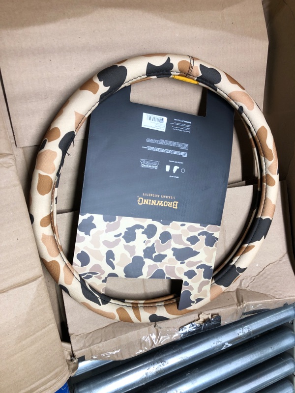 Photo 2 of Browning Steering Wheel Covers for Car, Truck, and SUV, Durable Steering Wheel Cover Protection, Arms Co. (Tan Duck Camo)