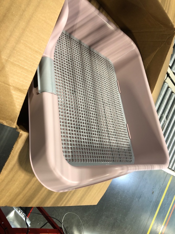 Photo 2 of [PS Korea] Indoor Dog Potty Tray – with Protection Wall Every Side for No Leak, Spill, Accident - Keep Paws Dry and Floors Clean (Pink)