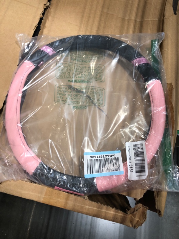 Photo 1 of Steering Wheel Cover for Women Leather Universal Steering Wheel Covers for Car 15 inch (Pink)