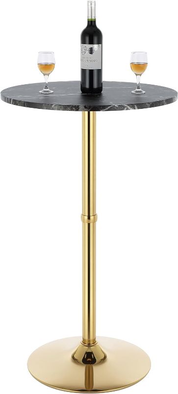 Photo 1 of Finnhomy 24" Round Cocktail Bar Table with Metal Base, Tall Bistro Pub Table, Counter Bar Height Table for Kitchen, Dining Room, Living Room, Easy Assembly,