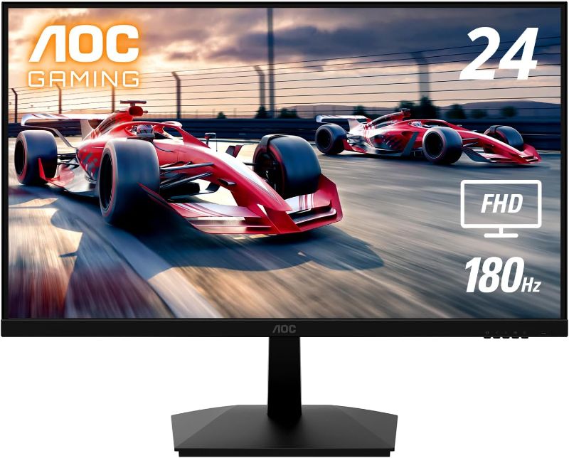 Photo 1 of AOC 24G15N 24" Gaming Monitor, Full HD 1920x1080, 180Hz 1ms, 1x HDMI 2.0, 1x Display Port, Adaptive-Sync, 3-Sided Frameless, HDR Ready, Console Gaming Ready, 3-Year Zero-Bright-Dot, Black 24" 180Hz Low Latency 180 Hz