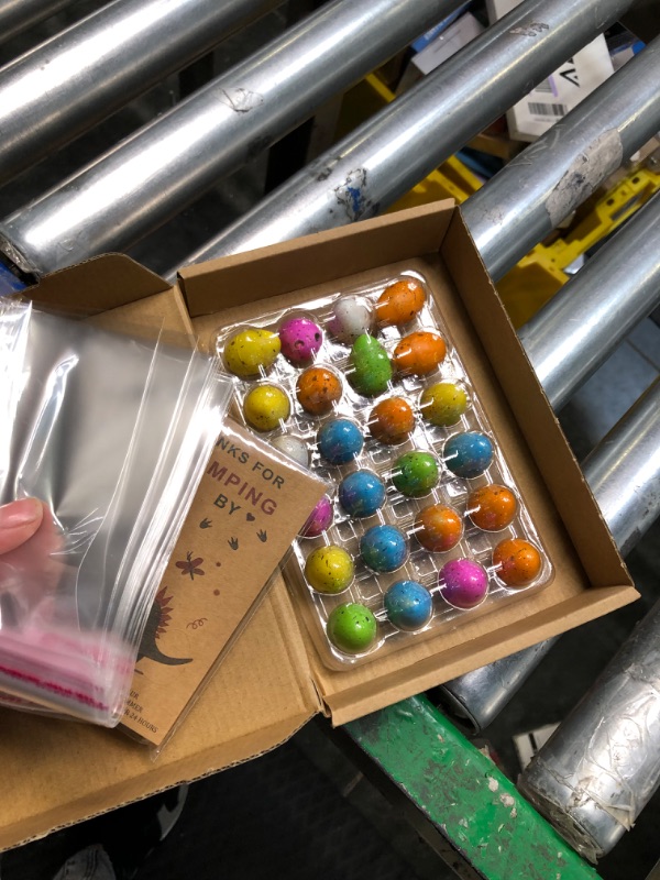 Photo 1 of Dinosaur Party Favors Funny Mini Dinosaur Toys Dinosaur Birthday Party Supplies 24 Pack Dino Eggs and 24 Hatching Card Bulk Gifts Novelty Birthday Party Decorations for Kids Boys Girls Toddler