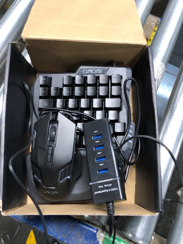 Photo 3 of One Handed Half Keyboard Mouse USB Spilitter Type-C Adapter Gaming Combo with RGB LED Backlit 7200DPI CPI Customize 4 Port Adapter Mini Size Small Wired Set for LOL/Wow/fortnite/Dota/PUBG T10b