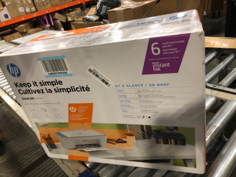 Photo 4 of **NON FUNCTIONING//SOLD AS PARTS** 
HP DeskJet 2755e Wireless Color All-in-One Printer with bonus 6 months Instant Ink (26K67A), white
