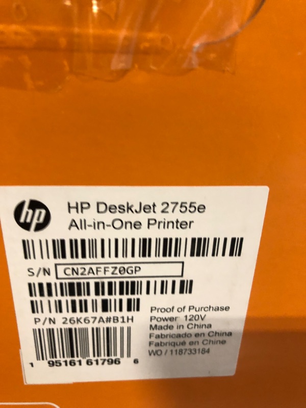 Photo 3 of HP DeskJet 2755e Wireless Color All-in-One Printer with bonus 6 months Instant Ink (26K67A), white