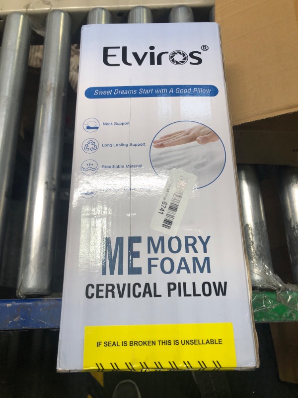 Photo 2 of ***factory direct product*** Elviros Cervical Pillow, Memory Foam Bed Pillows for Neck Pain Relief, Adjustable Ergonomic Orthopedic Contour Support Pillow for Sleeping, Back, Stomach, Side Sleeper (Dark Grey) Dark Grey Standard Size 22.8"L x (4.72"/3.93")