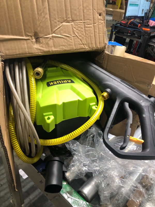 Photo 2 of Electric High Pressure Washer - Apiuek Portable Washer with 23 FT Water Outlet & 6.6 FT Inlet Hose, Upgraded Foam Cannon, 4 Nozzle Set, Cleans Patios/Cars/Fences/Windows, 3800PSI 2.4GPM Green