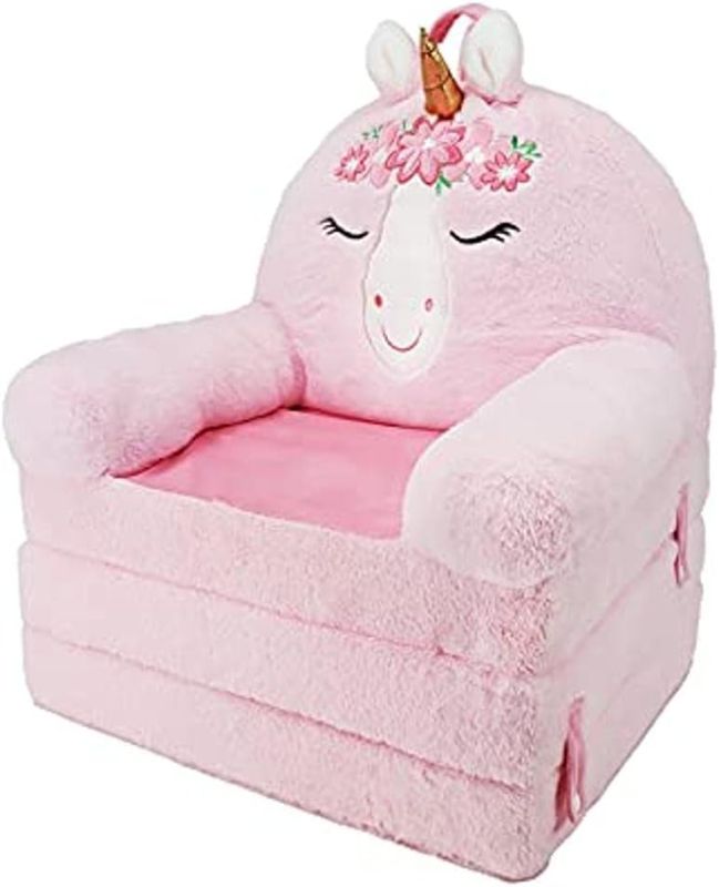 Photo 1 of ***product similar to the original photo*** Soft Landing Elite Premium Character Sofa Seat & Transformable Fold-Out Lounger with Carrying Handle – Unicorn