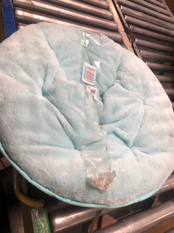 Photo 3 of Heritage Kids Faux Fur Kids Saucer Chair, Aqua with Gold Base