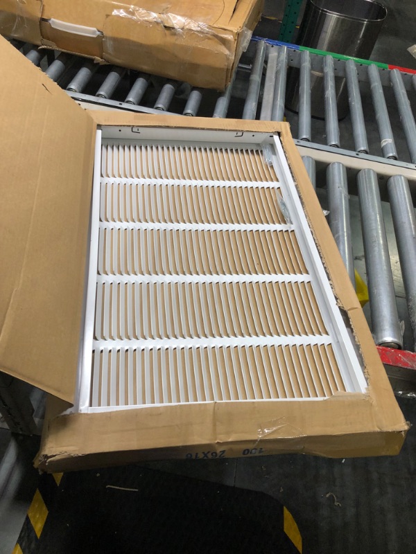 Photo 3 of 26" x 16" Return Air Grille - Sidewall and Ceiling - HVAC Vent Duct Cover Diffuser - White [Outer Dimensions: 27.75w X 17.75"h] 26" x 16" White